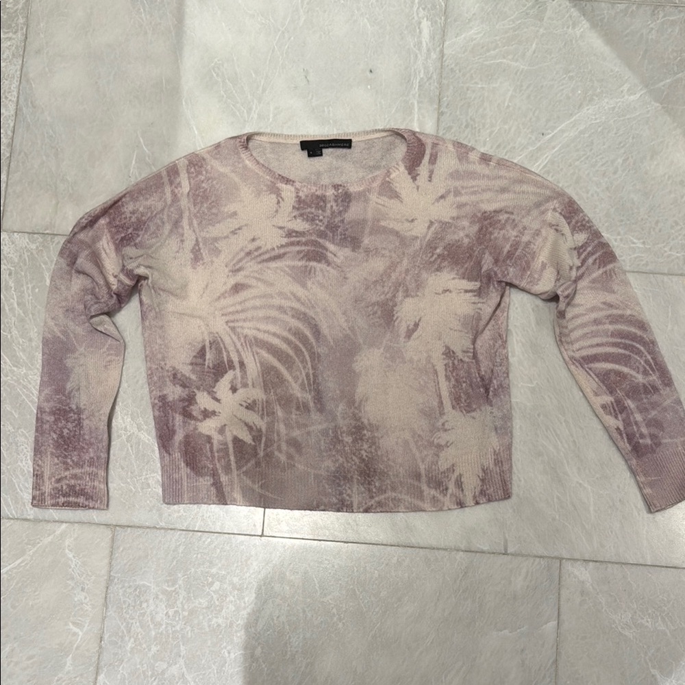360cashmere Palm Print Sweater - Purple and White